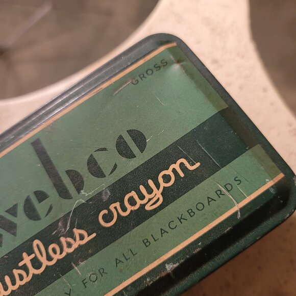 Webco Dustless Crayon Vintage Tin Empty Satisfactory for All Blackboards USA - Picture 9 of 9